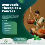 Ayurvedic therapist performing traditional Shirodhara treatment at Dhanwantari Ayurveda Detox Center in Tiruvannamalai, offering Kerala therapies and courses