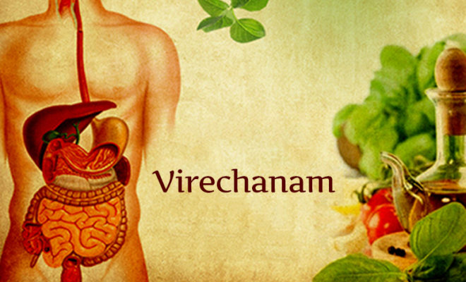 Ayurvedic detox therapy – Image of Virechana churna, Virechana dravya, and Virechana vati used in the treatment.
