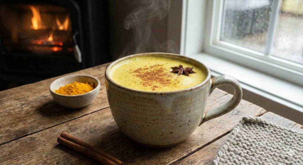 Golden milk turmeric latte for Ayurveda diet