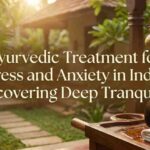 Ayurvedic Shirodhara oil treatment session, illustrative of stress relief therapies available at Dhanwantari Ayurveda in Tiruvannamalai, India.