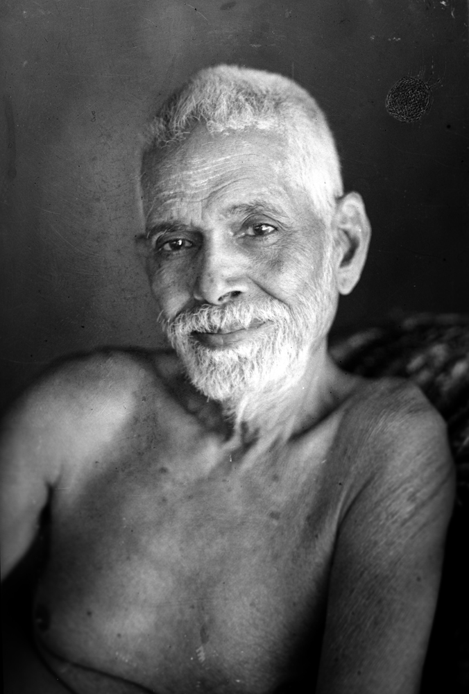 Portrait of Ramana Maharshi, the renowned spiritual teacher from Tiruvannamalai, known for his teachings on self-inquiry and enlightenment.