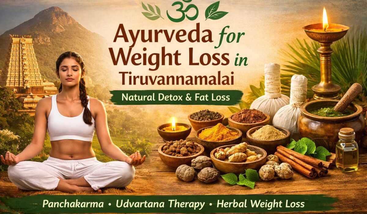 Ayurveda for weight loss in Tiruvannamalai with herbal treatments, Panchakarma detox, and natural fat loss therapy