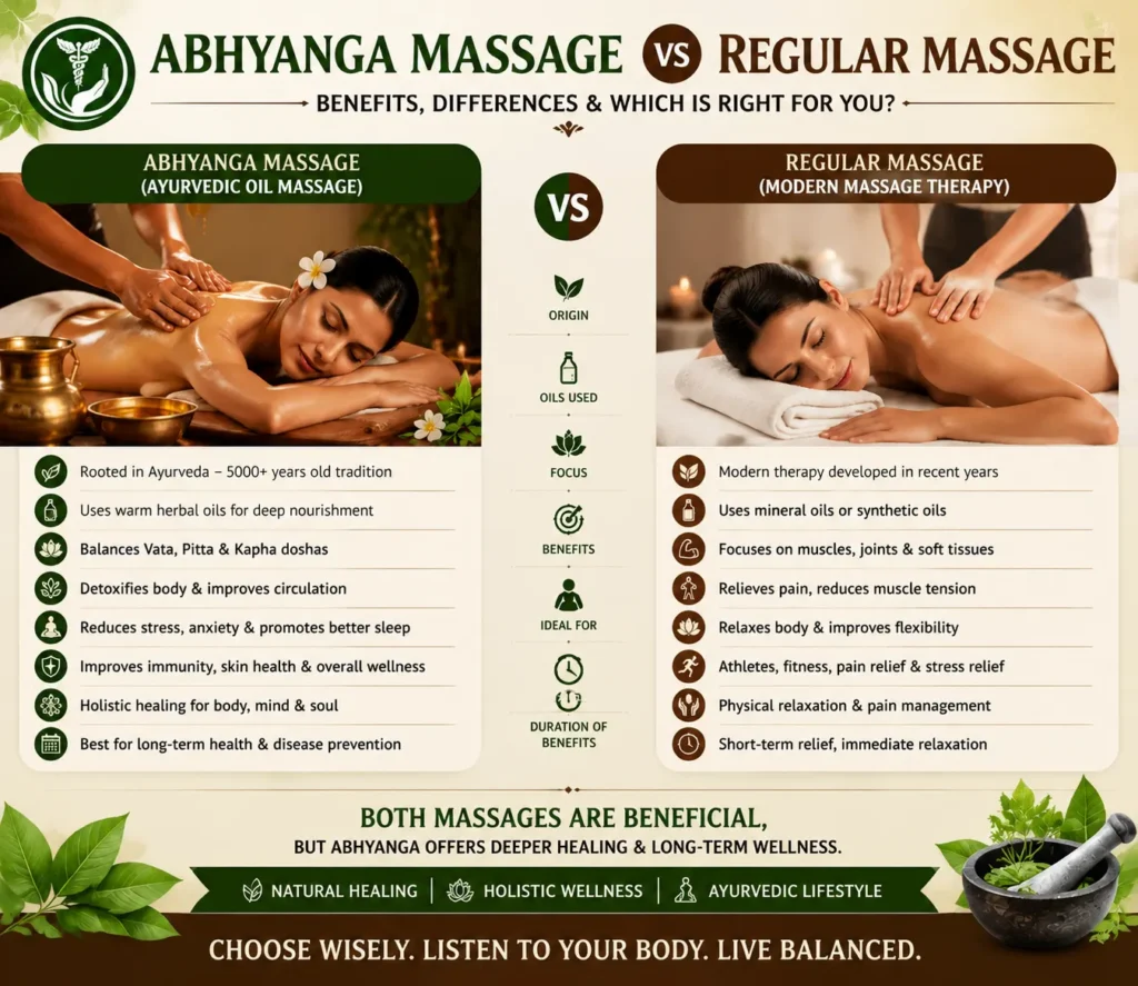 Abhyanga Massage vs Regular Massage: Complete Ayurvedic Healing Comparison Guide