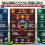 Tridosha in Ayurveda showing Vata, Pitta, and Kapha body constitutions