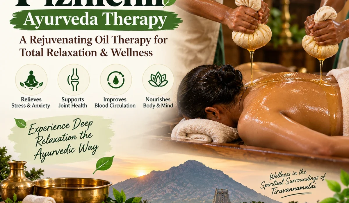 Pizhichil Ayurveda therapy with warm herbal oil at Dhanwantari Ayurveda Detox Center in Tiruvannamalai